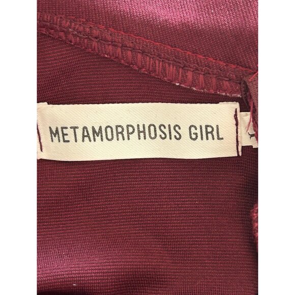 Vintage-Inspired Burgundy Dress With Peter Pan Collar & Button Details sz Large - Picture 7 of 10